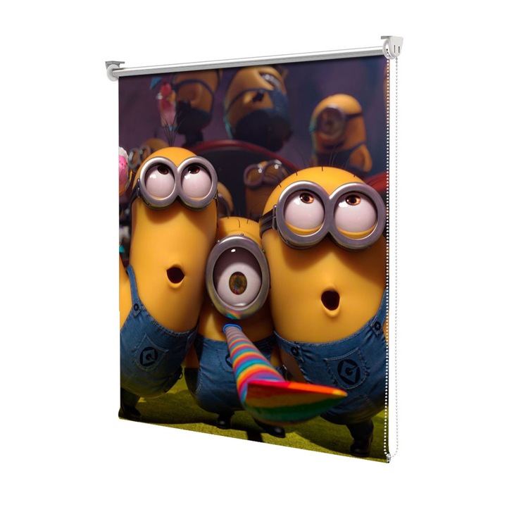 Roleta Art Shade tip Jaluzea cu Rulou si sistem inclus, Art Star, Minionii la petrecere, Animatii, Decoratiuni, Latime 95 cm x Inaltime 130 cm