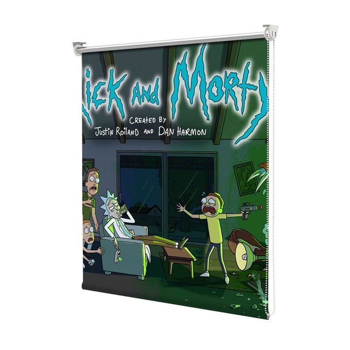 Roleta Art Shade tip Jaluzea cu Rulou si sistem inclus, Art Star, Rick si Morty Monstrii, Animatii, Decoratiuni, Latime 65 cm x Inaltime 190 cm