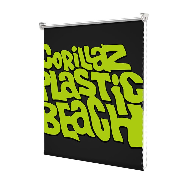 Roleta Art Shade tip Jaluzea cu Rulou si sistem inclus, Art Star, Gorillaz Plastic Beach pe fundal inchis, Animatii, Decoratiuni, Latime 95 cm x Inaltime 130 cm