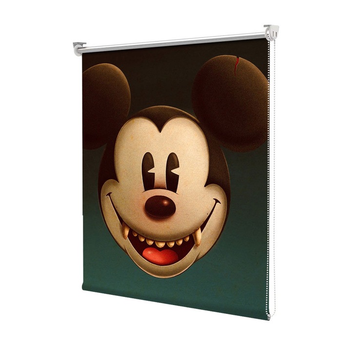 Roleta Art Shade tip Jaluzea cu Rulou si sistem inclus, Art Star, Mickey Mouse cu dintii de vampir, Animatii, Decoratiuni, Latime 50 cm x Inaltime 250 cm