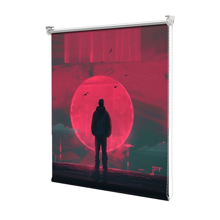 Roleta Art Shade tip Jaluzea cu Rulou si sistem inclus, Art Star, Privind apusul, Animatii, Decoratiuni, Latime 95 cm x Inaltime 130 cm