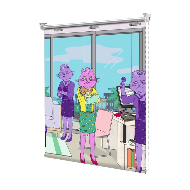 Roleta Art Shade tip Jaluzea cu Rulou si sistem inclus, Art Star, BoJack Horsman Princess Carolyn cu bebe, Animatii, Decoratiuni, Latime 95 cm x Inaltime 130 cm