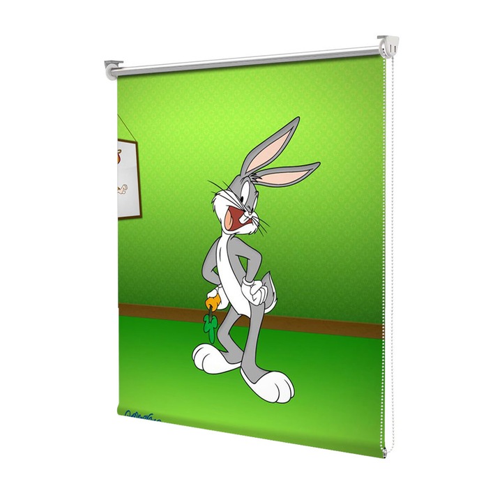 Roleta Art Shade tip Jaluzea cu Rulou si sistem inclus, Art Star, Looney Tunes Bugs Bunny in camera verde, Animatii, Decoratiuni, Latime 85 cm x Inaltime 190 cm