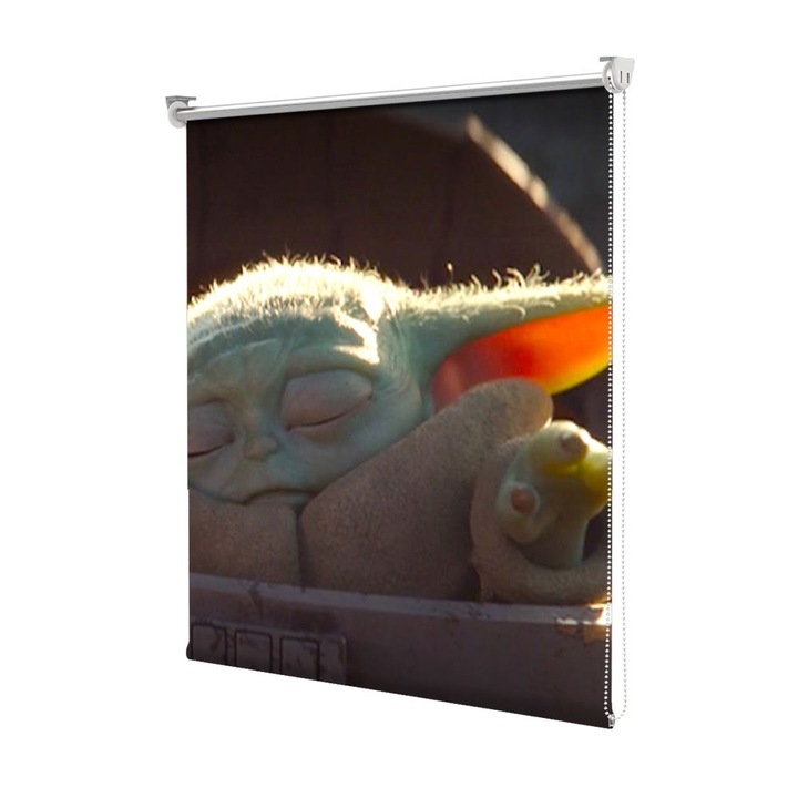 Roleta Art Shade tip Jaluzea cu Rulou si sistem inclus, Art Star, The Mandalorian Baby Yoda cu ochii inchisi, Animatii, Decoratiuni, Latime 95 cm x Inaltime 130 cm