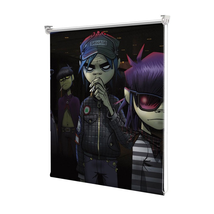 Roleta Art Shade tip Jaluzea cu Rulou si sistem inclus, Art Star, Trupa Gorillaz, Animatii, Decoratiuni, Latime 65 cm x Inaltime 190 cm