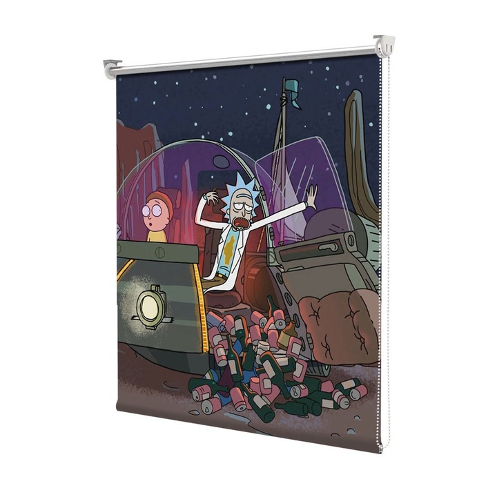 Roleta Art Shade tip Jaluzea cu Rulou si sistem inclus, Art Star, Rick si Morty bauturi in nava, Animatii, Decoratiuni, Latime 80 cm x Inaltime 130 cm