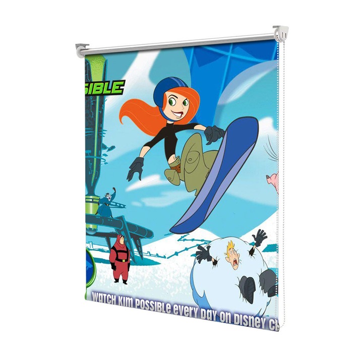 Roleta Art Shade tip Jaluzea cu Rulou si sistem inclus, Art Star, Kim Possible Rufus Ron in zapada, Animatii, Decoratiuni, Latime 65 cm x Inaltime 190 cm