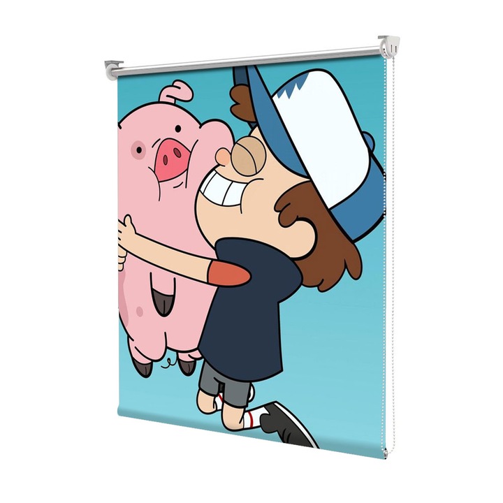 Roleta Art Shade tip Jaluzea cu Rulou si sistem inclus, Art Star, Gravity Falls Dipper si Waddles la imbratisat, Animatii, Decoratiuni, Latime 50 cm x Inaltime 250 cm