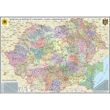 Romania si Republica Moldova. Harta administrativa (proiectie 3D ...