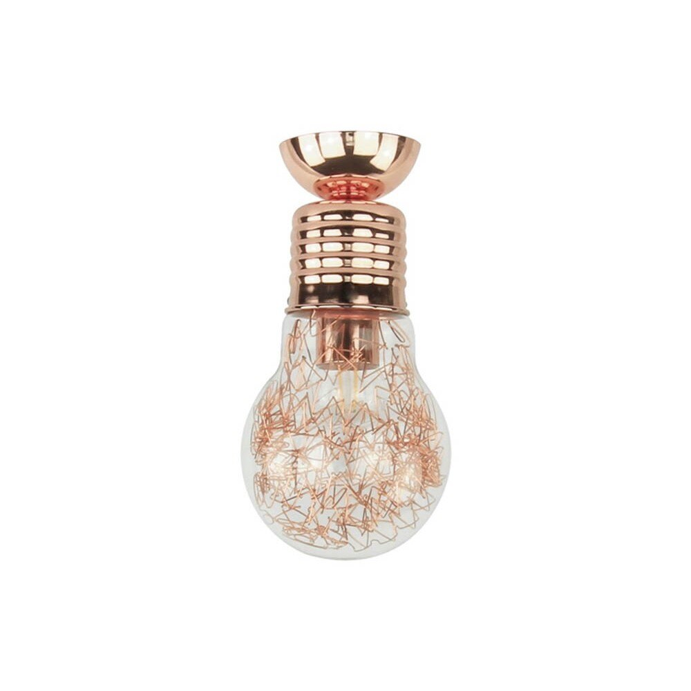 Bulb Plafoniera cupru 1xE27 60W, metal, abajur sticla