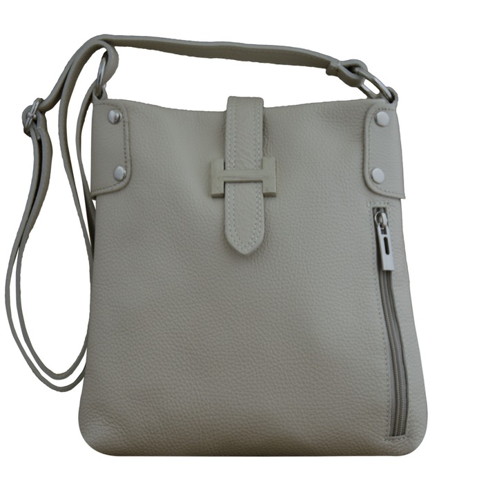 Női crossbody táska valódi bőrből, Anita, bézs