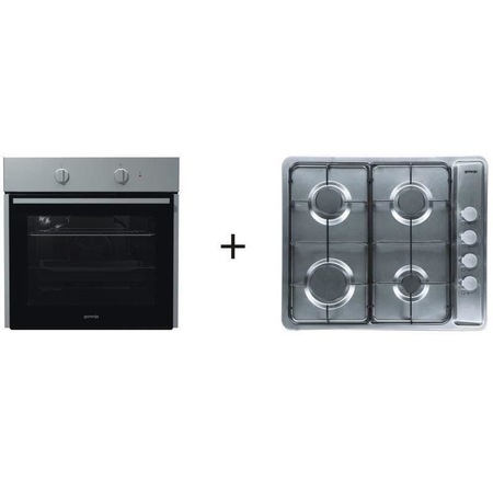 Pachet promo: Cuptor incorporabil Gorenje BO615E01XK, Electric, Multifunctional, Grill, Clasa A, Inox Antiamprenta + Plita incorporabila Gorenje G64X, Gaz, 4 Zone de gatit, Control mecanic, 58 cm, Inox