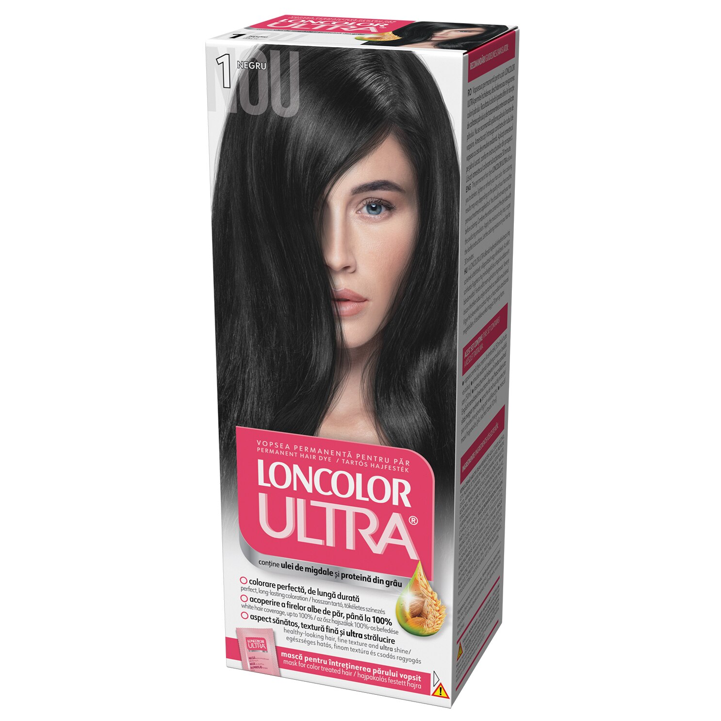 Vopsea de par permanenta Loncolor Ultra 1 Negru, 100 ml