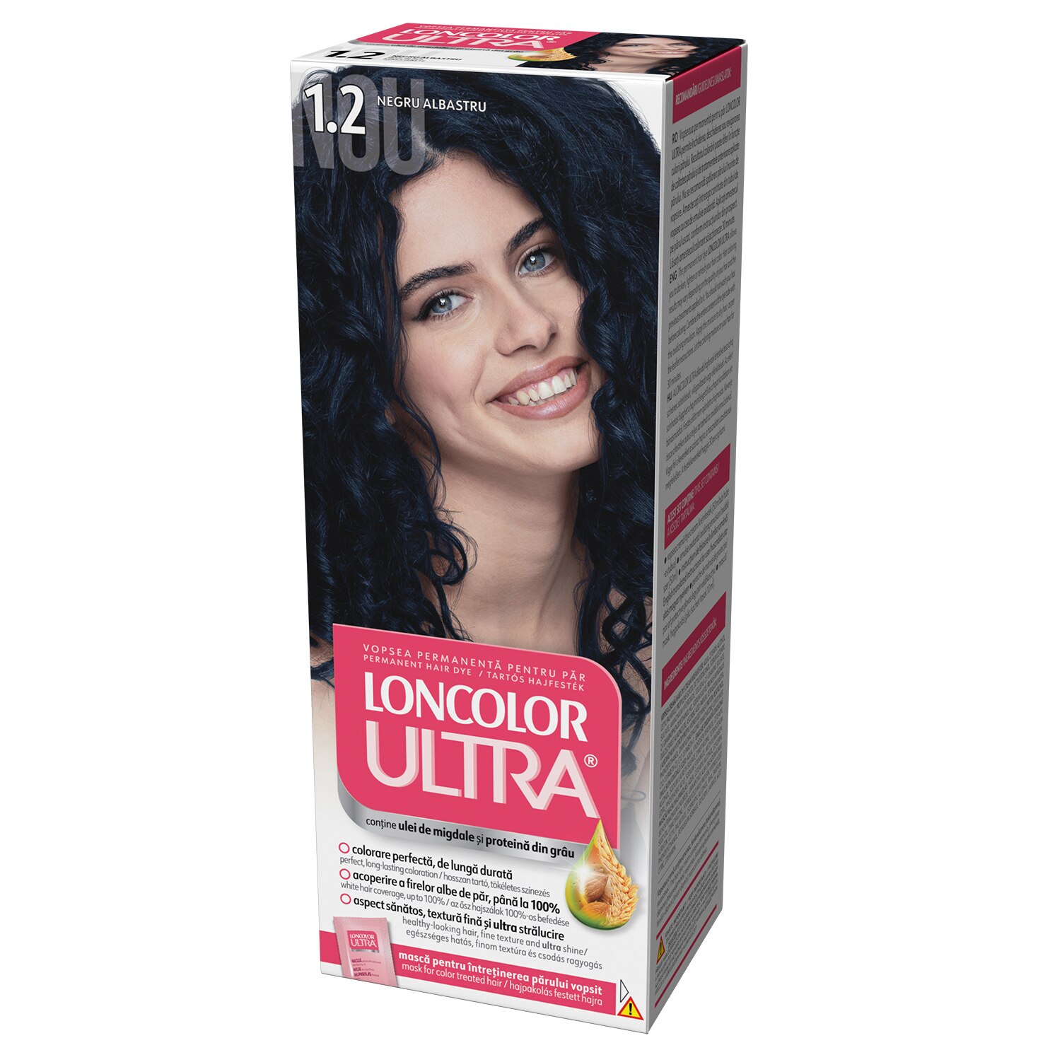 Vopsea de par permanenta Loncolor Ultra 1.2 Negru Albastru, 100 ml