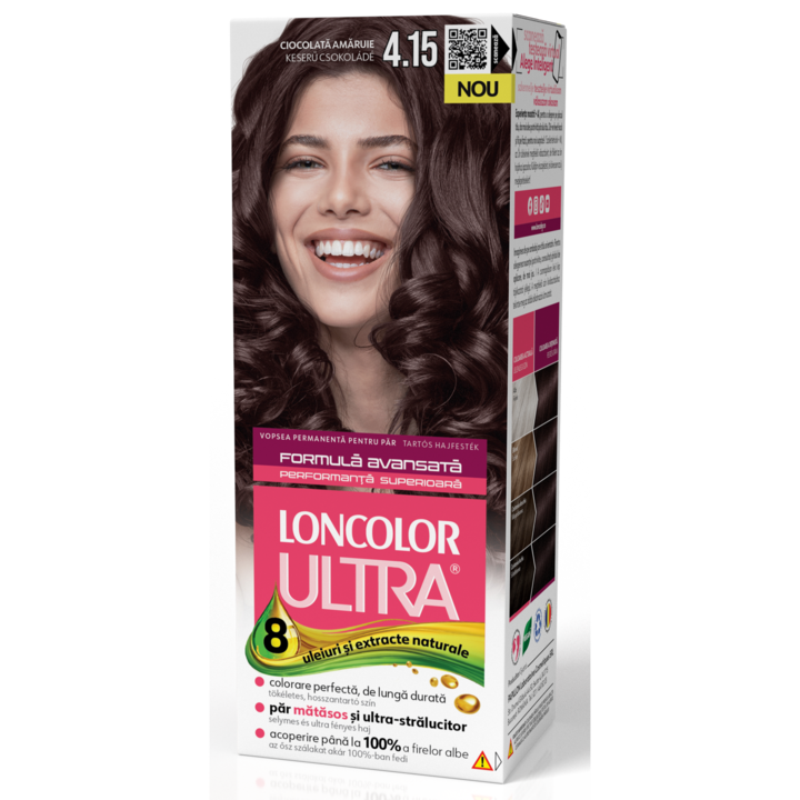 Vopsea de par permanenta Loncolor Ultra 4.15 Ciocolata Amaruie, 100 ml