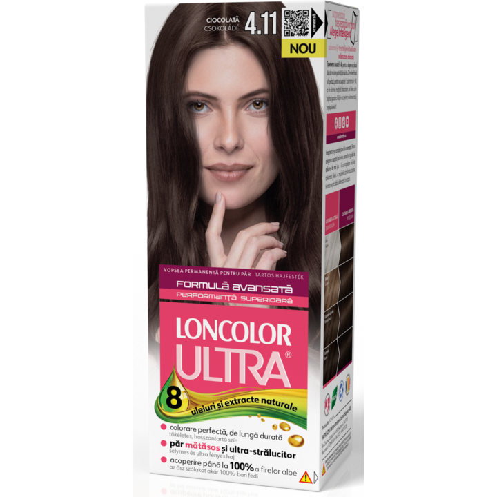 Vopsea de par permanenta Loncolor Ultra 4.11 Ciocolata, 100 ml