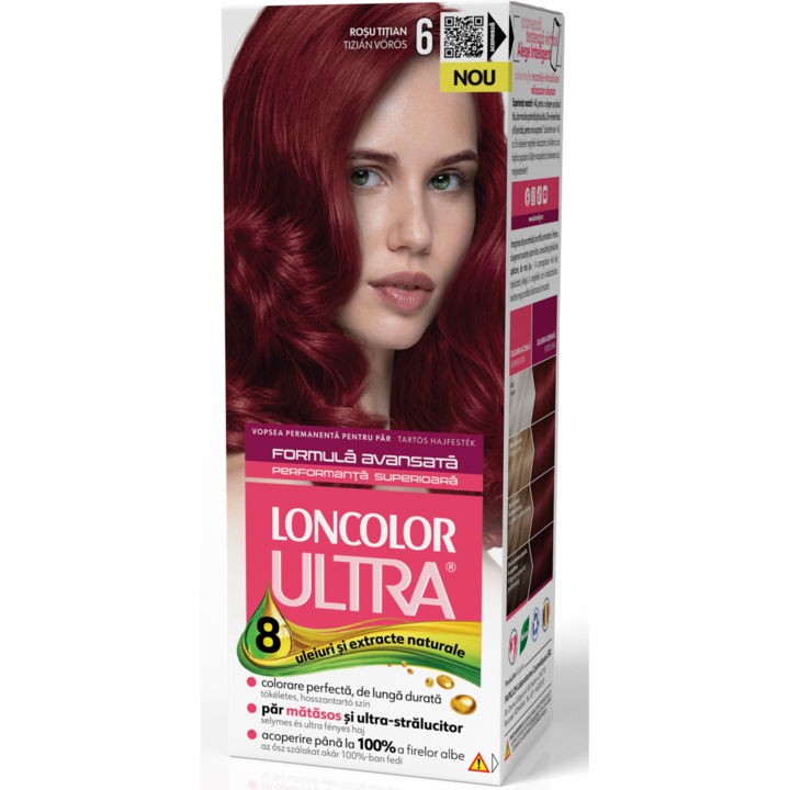 Vopsea de par permanenta Loncolor Ultra 6 Rosu Titian, 100 ml