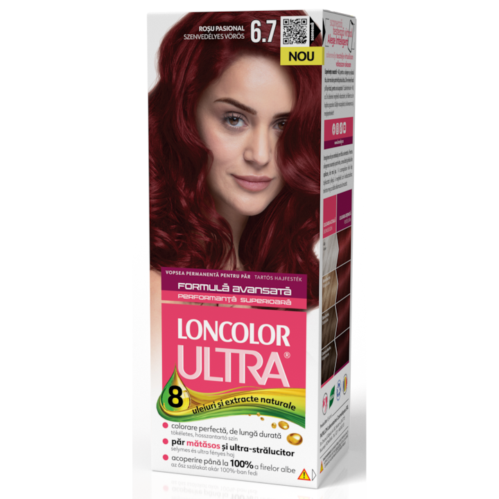 Vopsea de par permanenta Loncolor Ultra 6.7 Rosu Pasional, 100 ml