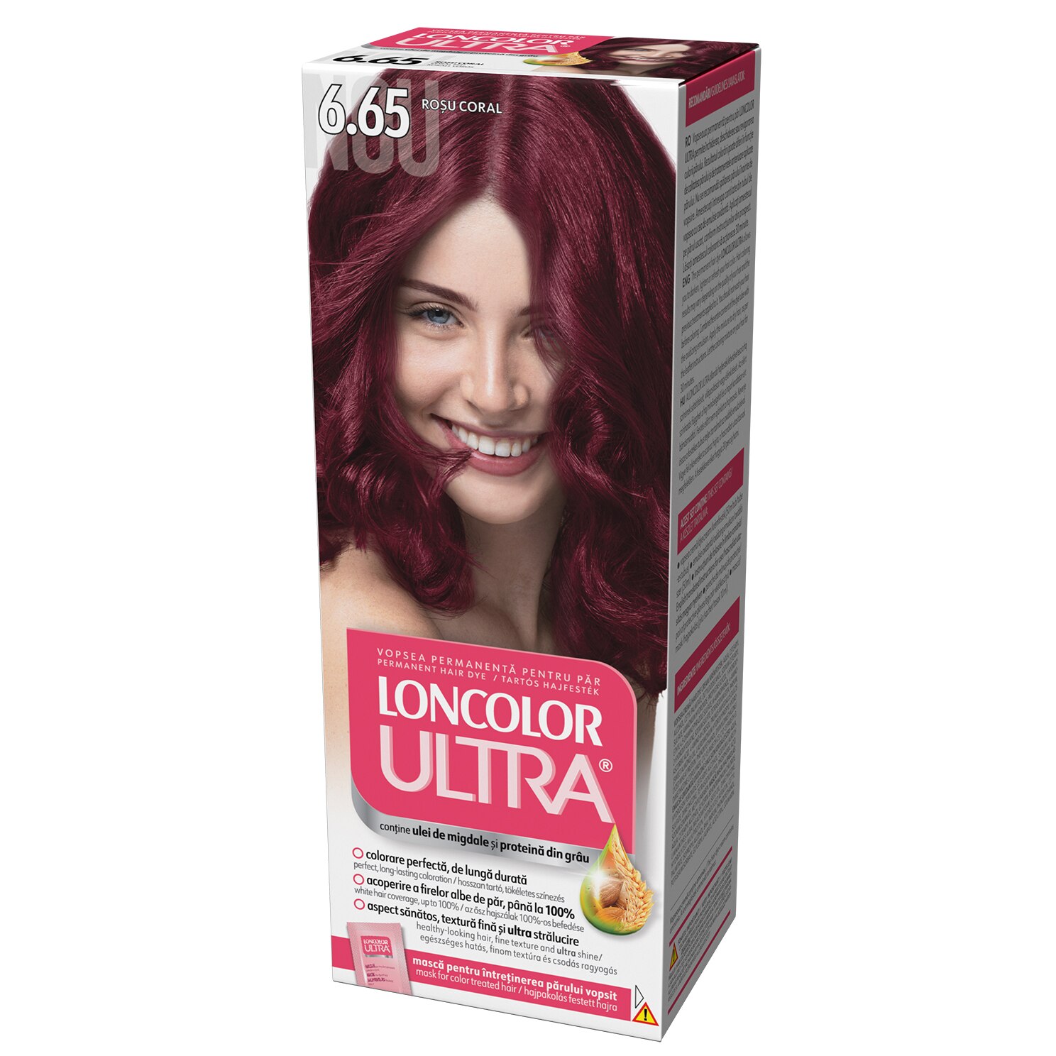 Vopsea de par permanenta Loncolor Ultra 6.65 Rosu Coral, 100 ml