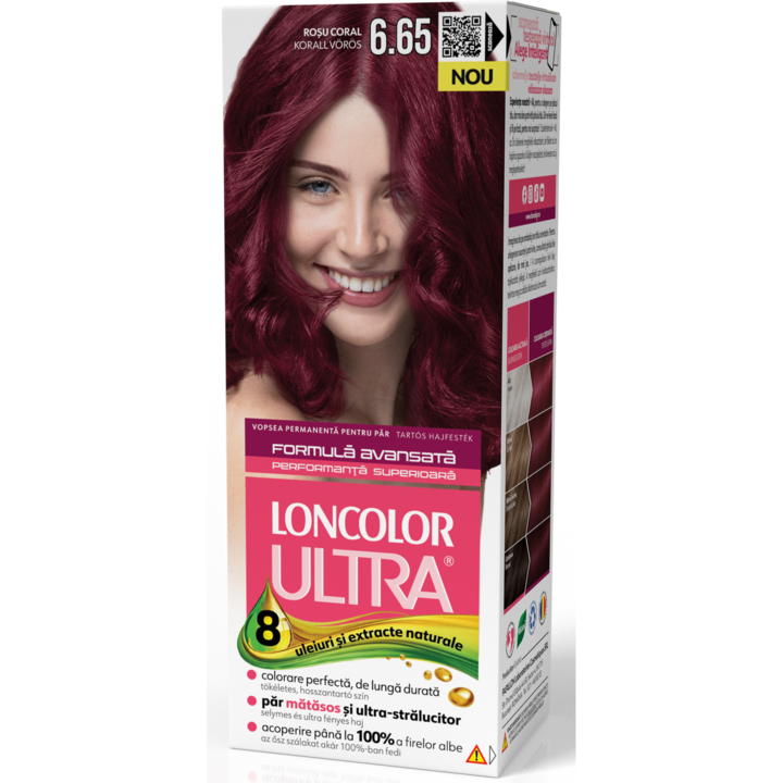Vopsea de par permanenta Loncolor Ultra 6.65 Rosu Coral, 100 ml