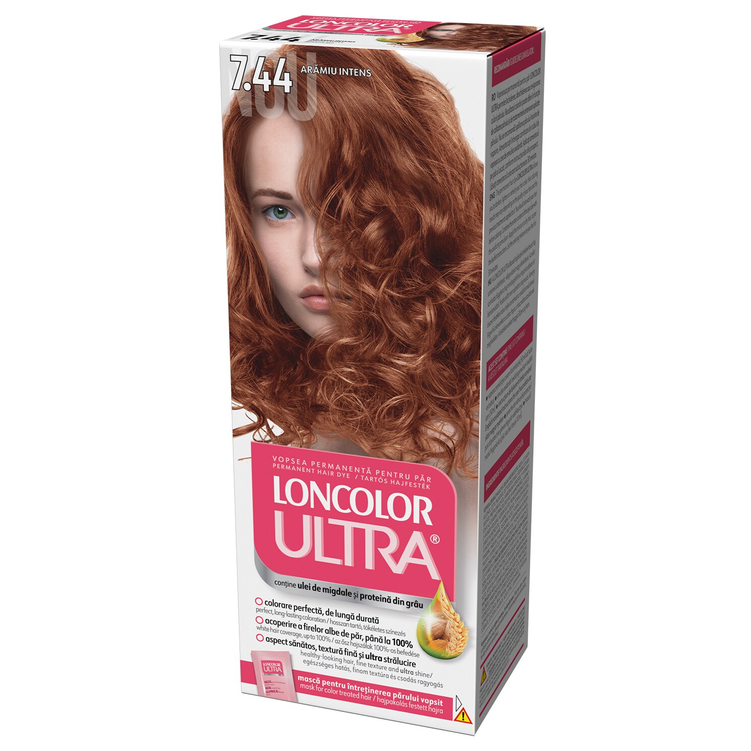 Vopsea de par permanenta Loncolor Ultra 7.44 Aramiu Intens, 100 ml