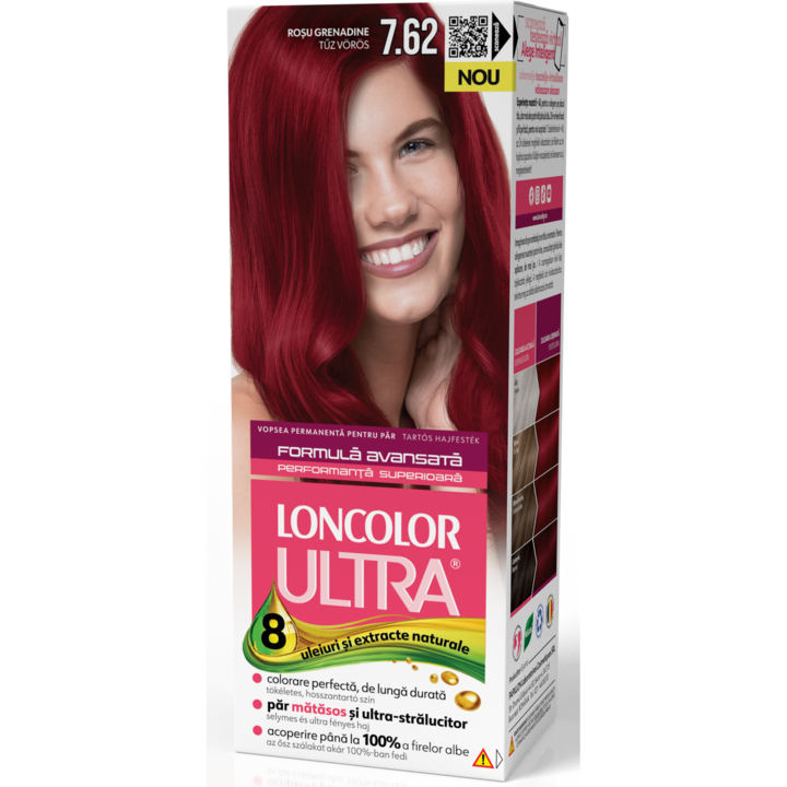 Vopsea de par permanenta Loncolor Ultra 7.62 Rosu Grenadine, 100 ml
