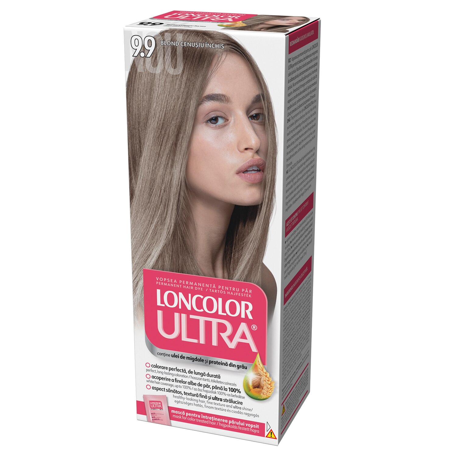 Vopsea de par permanenta Loncolor Ultra 9.9 Blond Cenusiu Inchis, 100 ml
