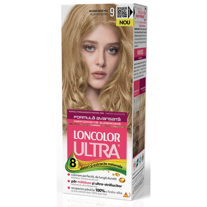 Vopsea de par permanenta Loncolor Ultra 9 Blond Deschis, 100 ml