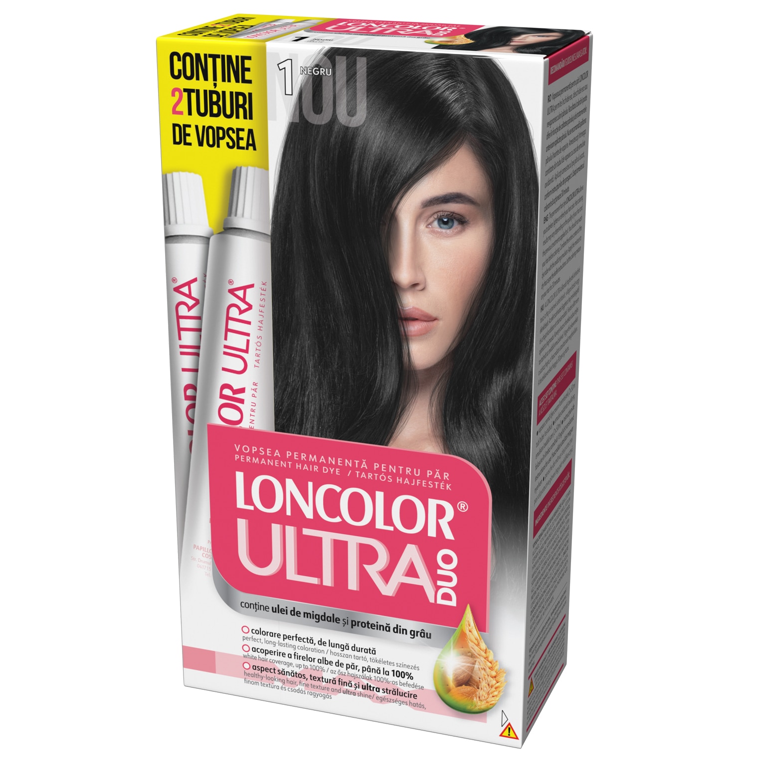 Vopsea de par permanenta Loncolor Ultra Max 1 Negru, 200 ml
