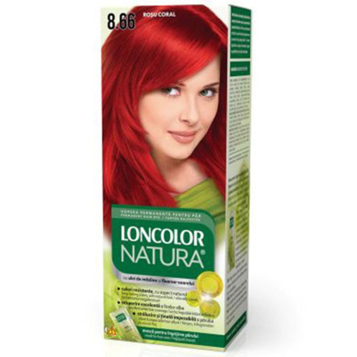 Vopsea permanenta pentru par, cu amoniac, LONCOLOR NATURA 8.66 Rosu Coral