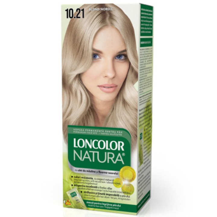 Vopsea permanenta pentru par, cu amoniac, LONCOLOR NATURA 10.21 Blond Nordic