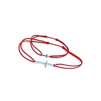 Set de bratari mama si bebe simbol “cruce”, Dinuzete, argint 925 si snur rosu Set de bratari mama si bebe simbol “cruce”, Dinuzete, argint 925 si snur rosu