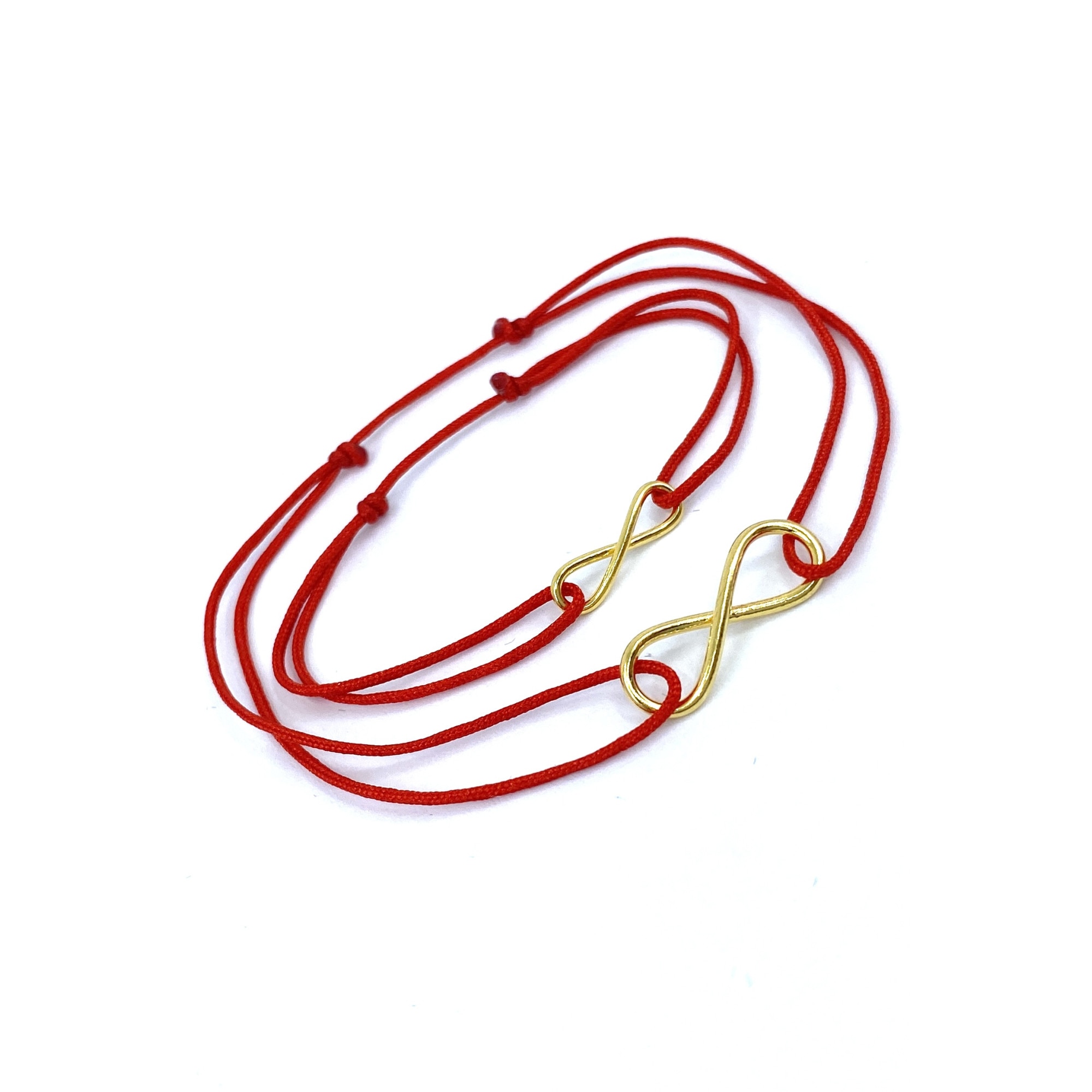 Set de bratari mama si copil simbol “Infinit”, Agavi, argint 925, auriu/rosu