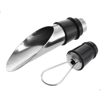 Set dop si palnie pentru vin Orion, Negru/Argintiu Set dop si palnie pentru vin Orion, Negru/Argintiu