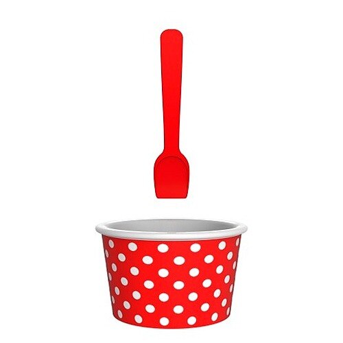 Cupa inghetata cu lingurita Zak! designs, Model buline, Plastic, Rosu
