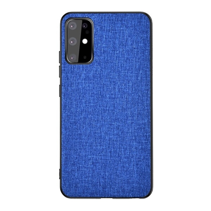 Gigapack szilikon mobiltelefon tok, ütésállóság, textil hátlap, sötétkék, kompatibilis: Samsung Galaxy S20 5G, SM-G981U, / Galaxy S20, SM-G980F