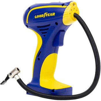 Compresor de mana cu acumulator, afisaj digital, 8 bar, Goodyear, incarcare priza auto 12 V sau standard 230 V, cablu 3,5 m Compresor de mana cu acumulator, afisaj digital, 8 bar, Goodyear, incarcare priza auto 12 V sau standard 230 V, cablu 3,5 m
