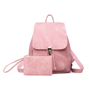 Set Rucsac si portofel de piele, Charon Maribelle, Cenusa de trandafir Set Rucsac si portofel de piele, Charon Maribelle, Cenusa de trandafir