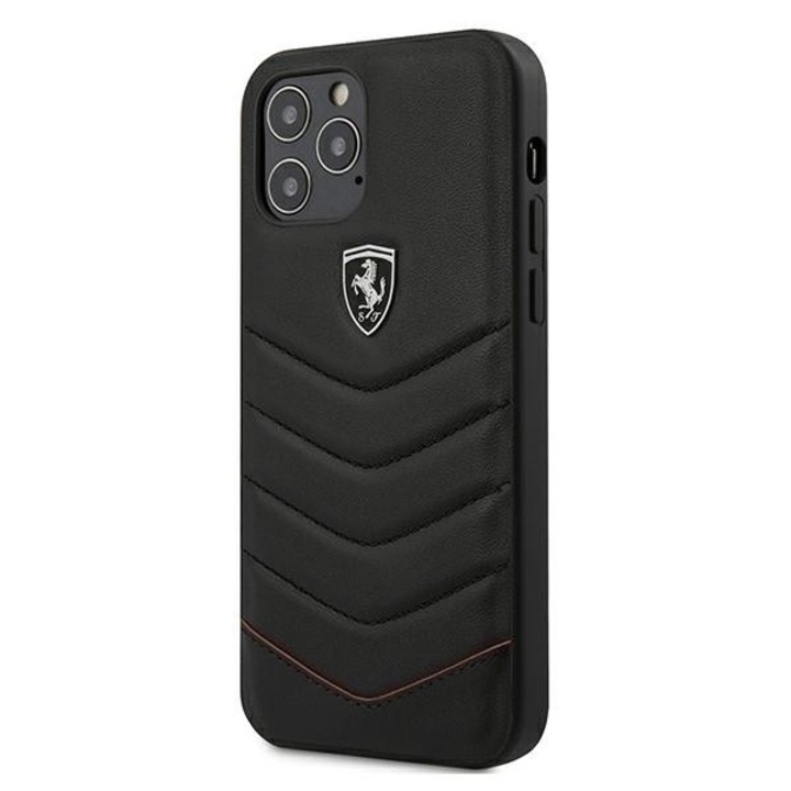 Кожен кейс Ferrari Off Track Quilted Leather Hard Case за iPhone 12 mini, черен