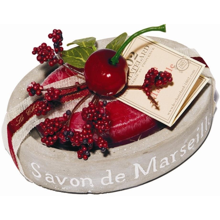 Set Cadou Savoniera Sapun Natural Marsilia 100g Oval Cirese Cerise Griotte Le Chatelard 1802