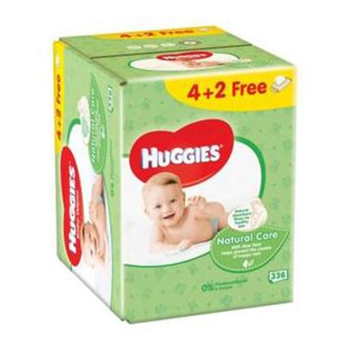 Servetele umede Huggies BW Natural Care, 4+2 pachete, 336 buc
