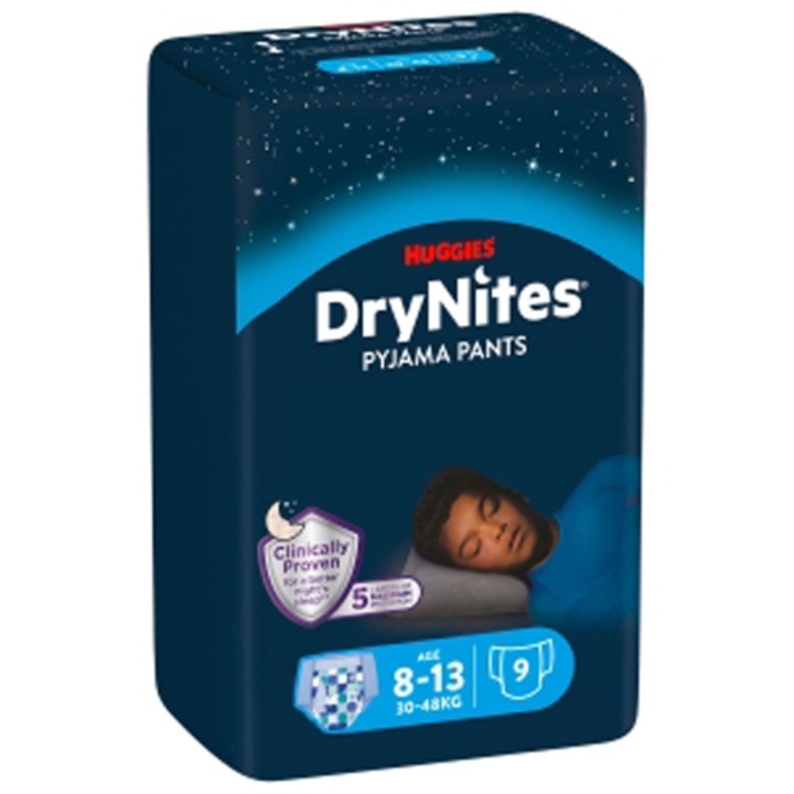 Huggies DryNites pieluchy nocne 8-13 lat, chłopiec, 30-40 kg, 9 szt.