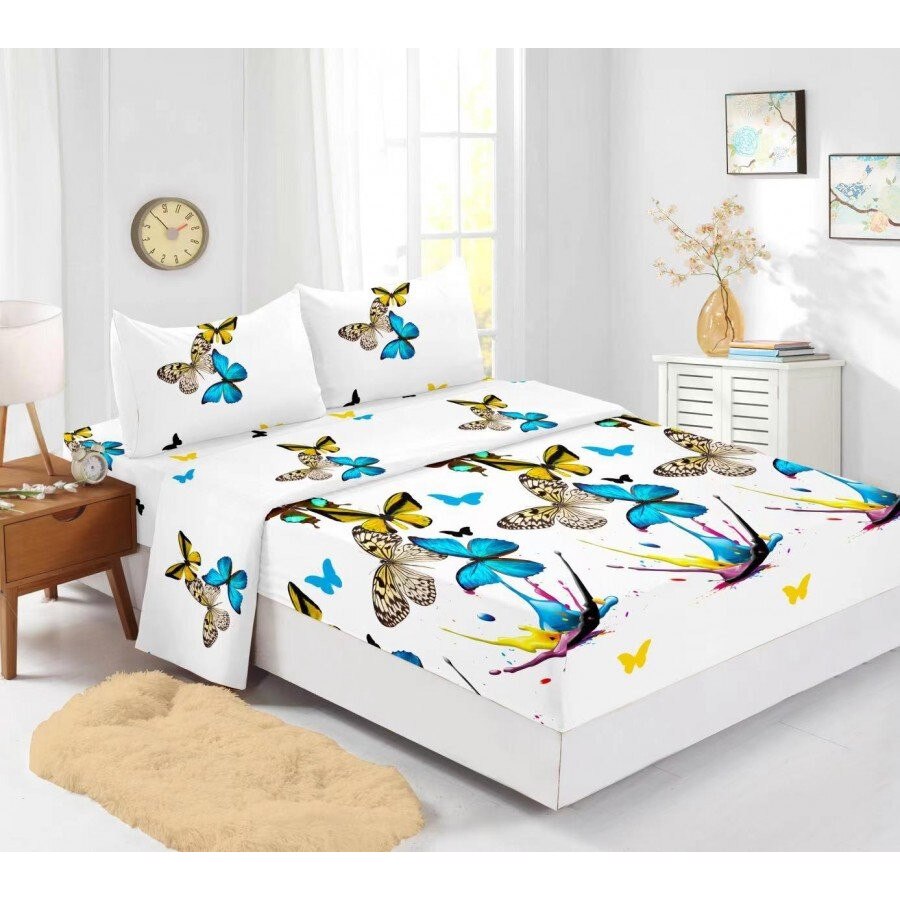 Set husa de pat din finet cu 2 fete de perna pentru saltea de 180x200cm HPF331, Pucioasa