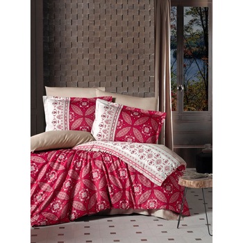 Lenjerie de pat dublu, satin de lux, 4 piese, Ralex Pucioasa, Ivore V1 Lenjerie de pat dublu, satin de lux, 4 piese, Ralex Pucioasa, Ivore V1