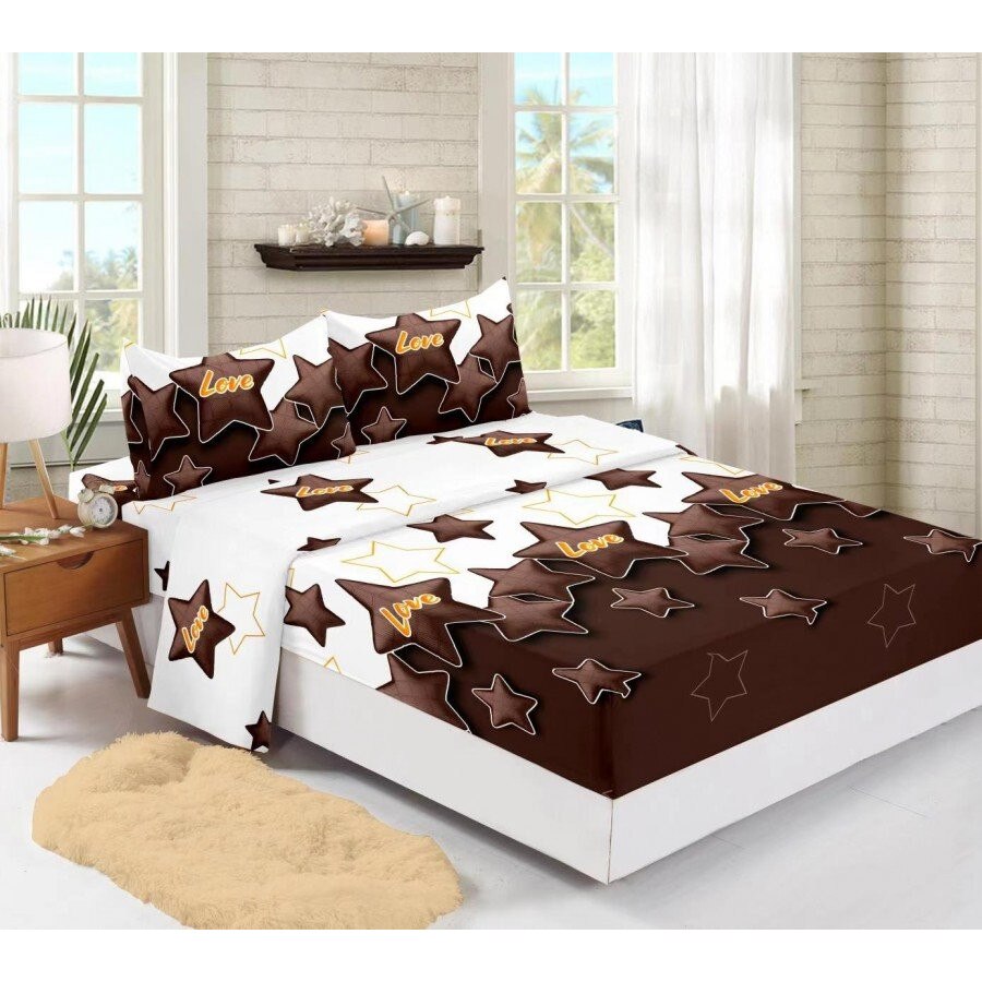 Set husa de pat din finet cu 2 fete de perna pentru saltea de 180x200cm HPF334, Pucioasa