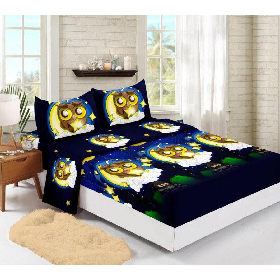Set husa de pat din finet cu 2 fete de perna pentru saltea de 180x200cm HPF328, Pucioasa