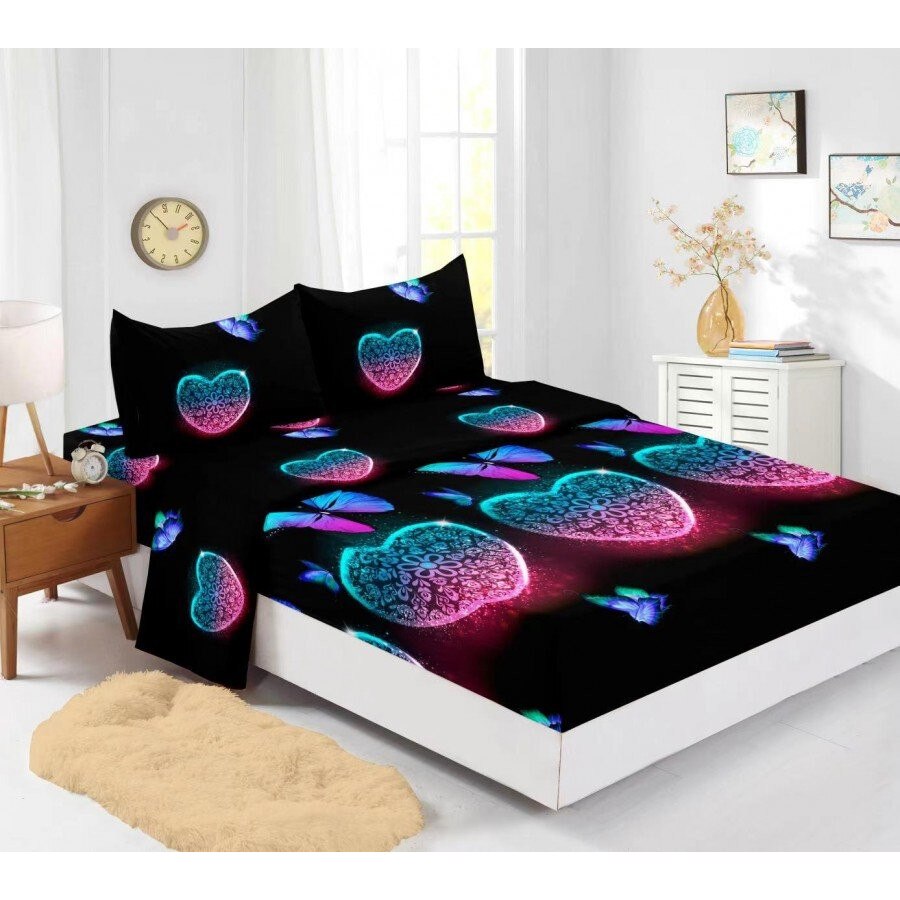 Set husa de pat din finet cu 2 fete de perna pentru saltea de 160x200cm HPF311, Pucioasa