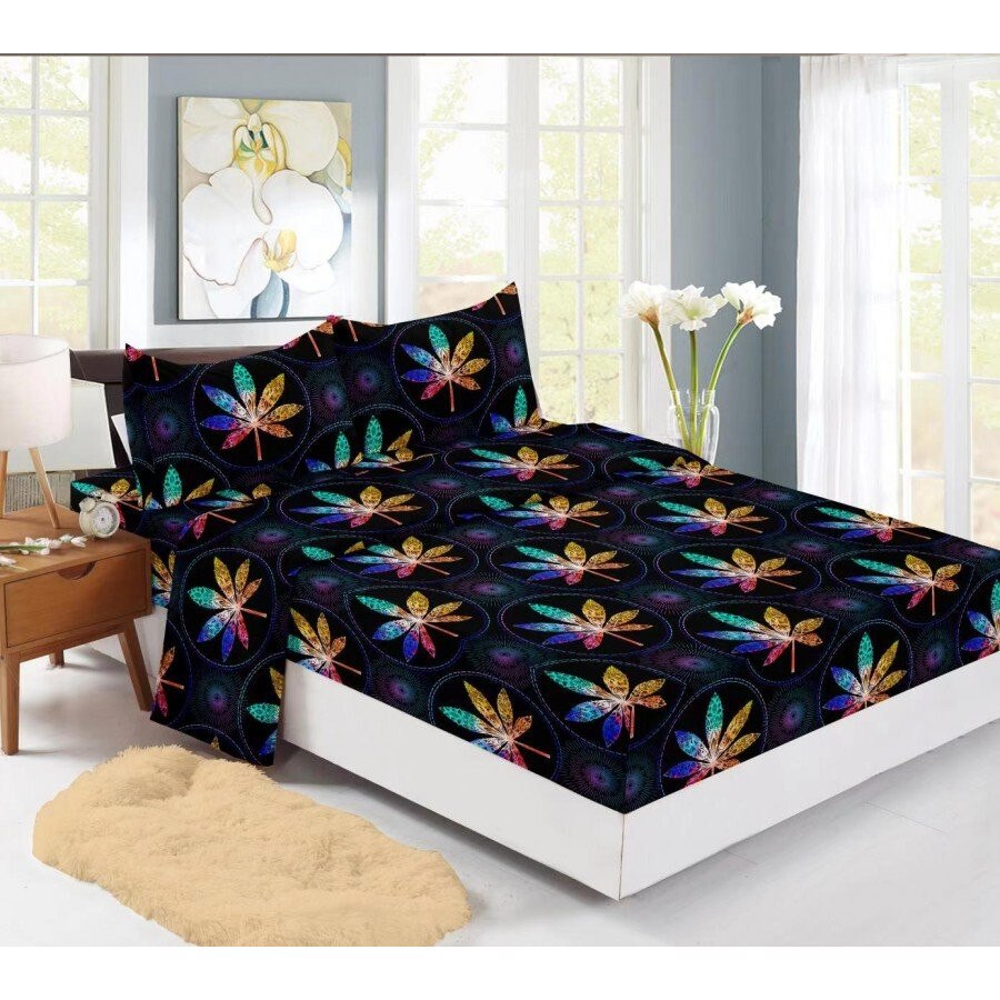 Set husa de pat din finet cu 2 fete de perna pentru saltea de 160x200cm HPF309, Pucioasa