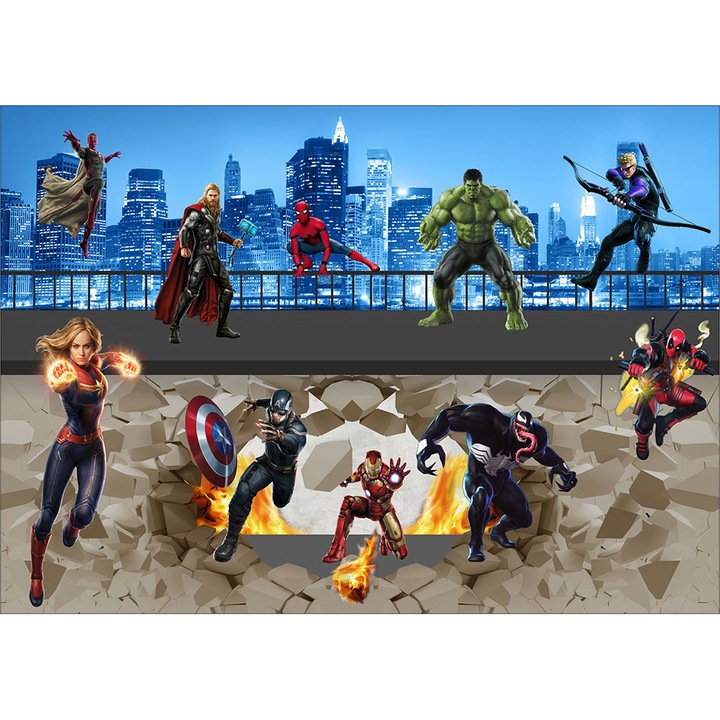 Fototapet copii Supereroii, premium, multicolor, 250 x 400 cm