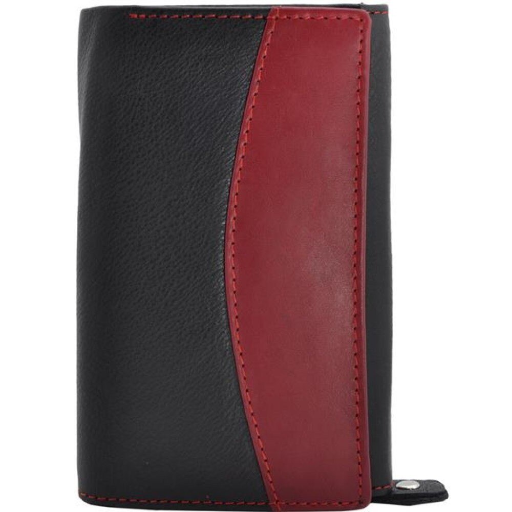 Portofel dama, negru rosu, piele naturala, 15 x 10 cm, L250